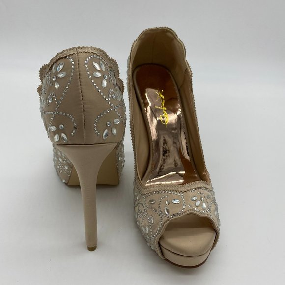 XYD Peep Toe Platform Rhinestones Bridal Pumps - Picture 2 of 10